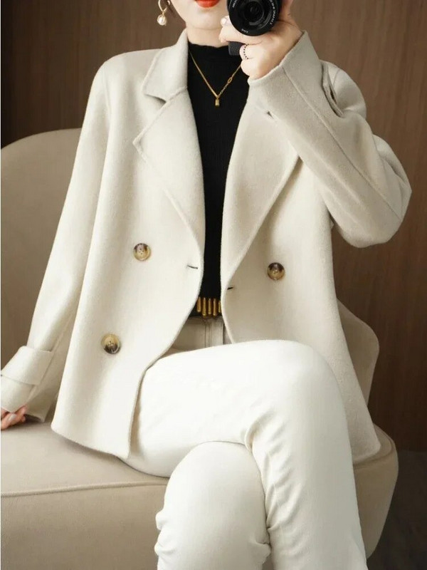 Korea naisteriided 2023. aasta sügis-talv, uus lahtikäiva kraega naiste mantel Tänavamoodne temperament, õhuke tviidjakk