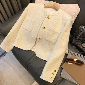 Νέο γυναικείο μάλλινο παλτό φθινοπώρου 2023 Υψηλής ποιότητας μακρυμάνικα casual γυναικεία παλτό Κορεατικά κοντά κομψά γυναικεία μπουφάν