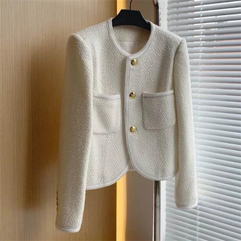 Νέο γυναικείο μάλλινο παλτό φθινοπώρου 2023 Υψηλής ποιότητας μακρυμάνικα casual γυναικεία παλτό Κορεατικά κοντά κομψά γυναικεία μπουφάν