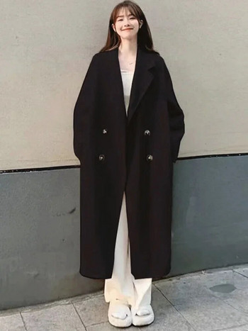 Дамски палта 2023 Ново в реколтата Harajuku Fashion Есенни дамски дрехи Горнища с дълъг ръкав Корейски стил Дебело дълго палто
