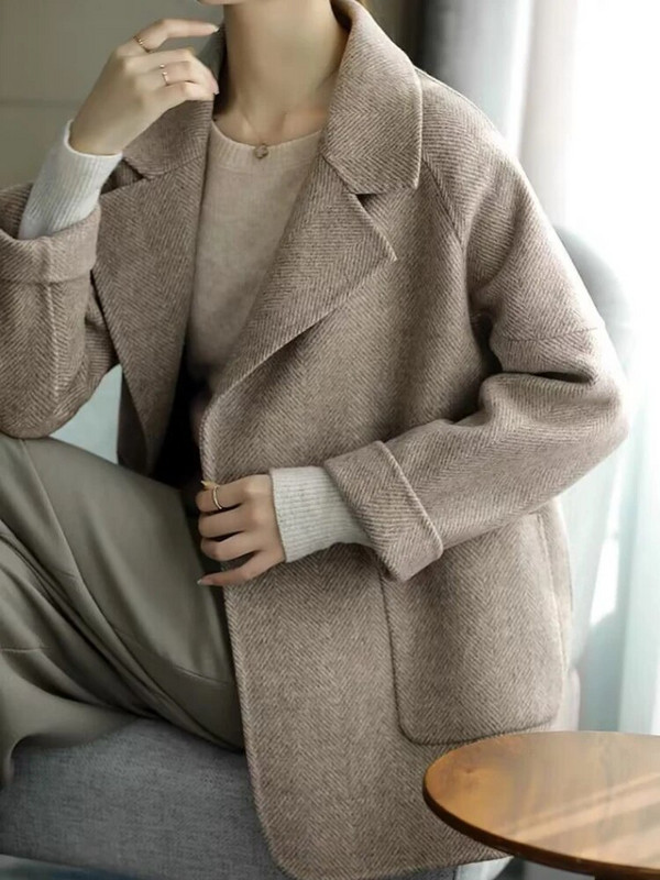 Naiste villasegu mantel, lahtikäiv krae Korea moodne temperament naisterõivad, sügis, uued 2023. aasta jakid naistele