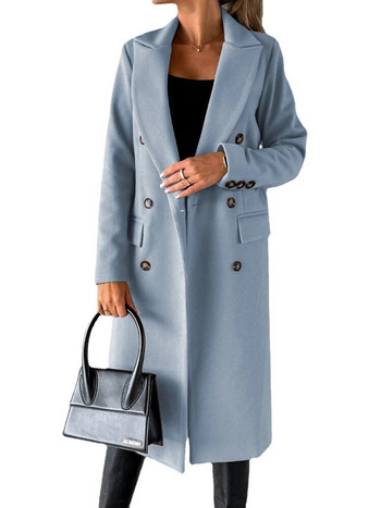 Γυναικείο μάλλινο παλτό 2023 Μόδα Φθινόπωρο Χειμώνας Μακρυμάνικο Γυναικείο Μασίφ Γυναικείο Γραφείο Casual Διπλό Μπουφάν Φαρδιά Υπερμεγέθη Ρούχα