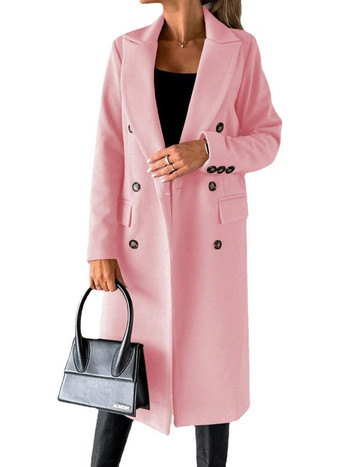 Γυναικείο μάλλινο παλτό 2023 Μόδα Φθινόπωρο Χειμώνας Μακρυμάνικο Γυναικείο Μασίφ Γυναικείο Γραφείο Casual Διπλό Μπουφάν Φαρδιά Υπερμεγέθη Ρούχα