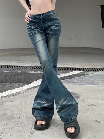 Rockmore Vintage Flare Jeans Low Rise Women Sexy Fashion Washed Jean Pants Cyber Y2K Grunge Fairycore Denim Trousers Корейски 2023 г.