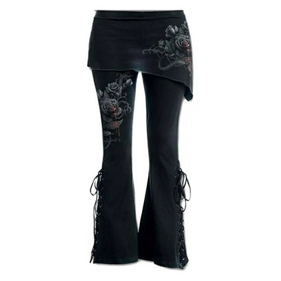 Naised Must Tikitud vabaaja sidemega sähvatused Punk pitsitud kelluke all säärised vintage taskud tugevad sügise Y2K püksid