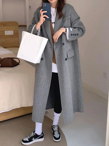 Γυναικείο παλτό Χειμερινό χοντρό Γυναικείο παλτό Γυναικείο μακρύ μάλλινο παλτό Κομψή μόδα Γυναικείο μπουφάν από ψεύτικο μαλλί Απλό μακρυμάνικο παντός τύπου