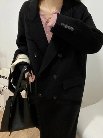 Γυναικείο παλτό Χειμερινό χοντρό Γυναικείο παλτό Γυναικείο μακρύ μάλλινο παλτό Κομψή μόδα Γυναικείο μπουφάν από ψεύτικο μαλλί Απλό μακρυμάνικο παντός τύπου