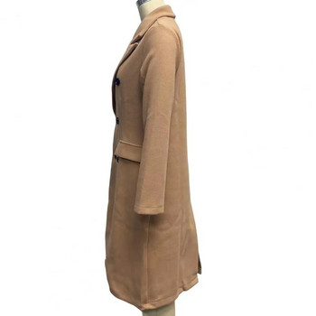Νέο γυναικείο μακρύ σακάκι με λεπτή εφαρμογή Διπλό μονόχρωμο μάλλινο παλτό Φθινοπωρινό χειμωνιάτικο γιακά γυριστό πανωφόρι πανωφόρι