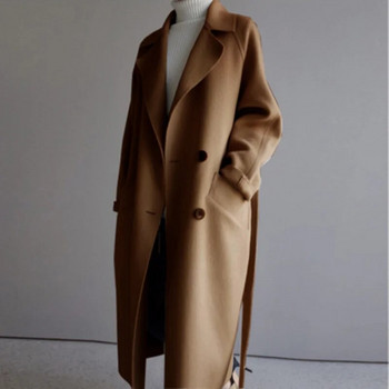 Casual μάλλινο μπουφάν Γυναικείο παλτό Φθινοπωρινό χειμωνιάτικο μακρύ μάλλινο γυναικείο παλτό Κορεατικό φαρδύ μείγμα μαλλί πανωφόρι μάλλινο παλτό
