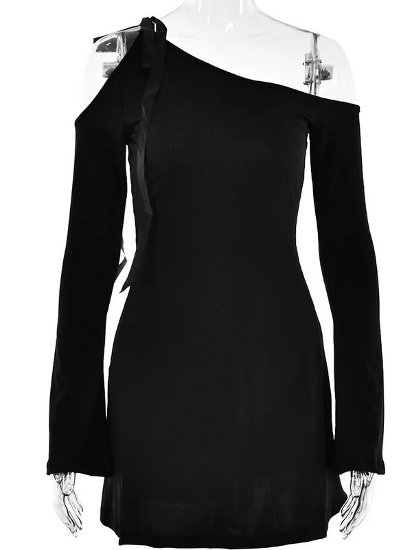 JULISSA MO 2023 suvine seksikas õlakateta pikkade varrukatega õõnsa minikleit naistele sidemega õhuke õlakleit peoõhtu