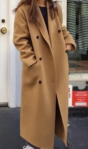 Korejski ženski zimski dugi vuneni kaput jakna Ženski vuneni kaput dugih rukava s dvostrukim kopčanjem