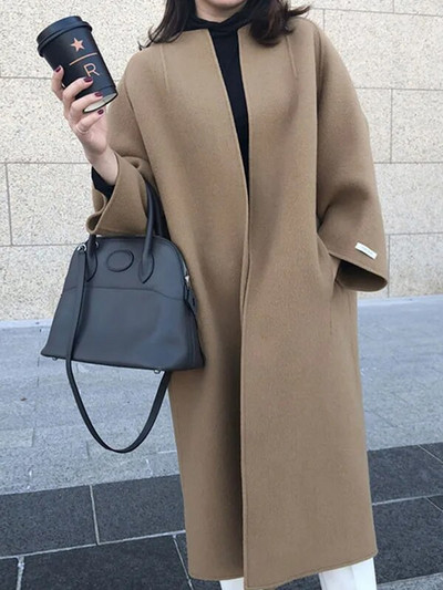 [EWQ] Lihtne Mitu värvi Pruun Beež Must Villane Kahepoolne kašmiirmantel Pealisriided 2023 Sügis Talv Uus 16U5541