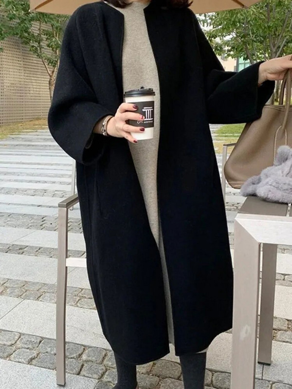 [EWQ] Lihtne Mitu värvi Pruun Beež Must Villane Kahepoolne kašmiirmantel Pealisriided 2023 Sügis Talv Uus 16U5541