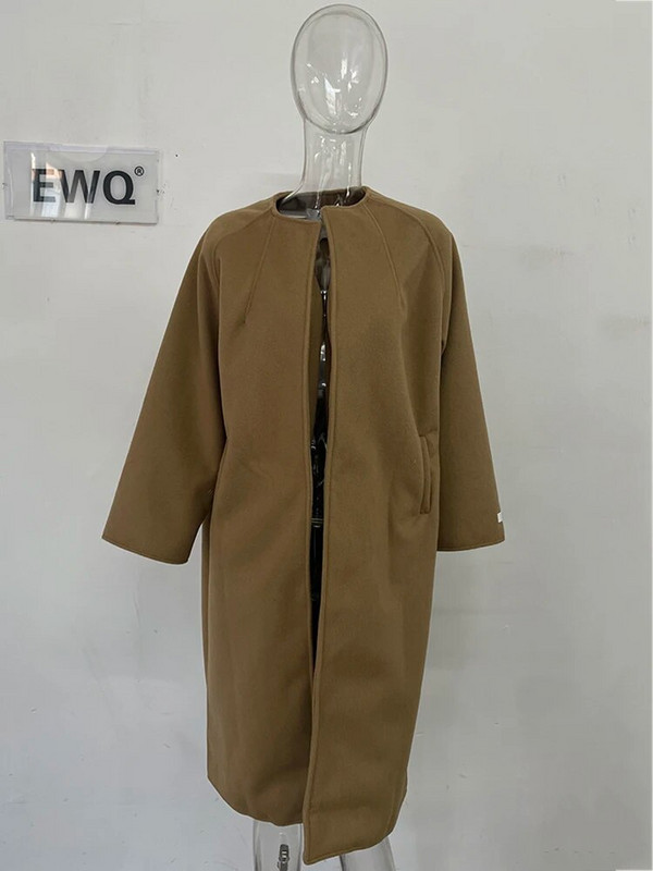 [EWQ] Lihtne Mitu värvi Pruun Beež Must Villane Kahepoolne kašmiirmantel Pealisriided 2023 Sügis Talv Uus 16U5541