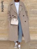 Naiste kaherealine villane mantel reväärkrae, pikad varrukad, pikad villased mantlid sügistalvine soe mood daami avar mantel