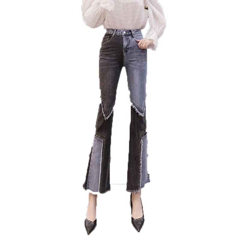 Vintage laigulised laigulised teksad Naiste venivad kõrge vöökohaga kitsad saapalõikega teksapüksid Mujer Moodsad teksapüksid naistele 2022