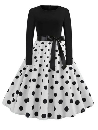 Talvised jõulukleidid Naistele 50S 60S Vintage hommikumantel Swing Pinup Elegantne peokleit pikkade varrukatega vabaaja muster