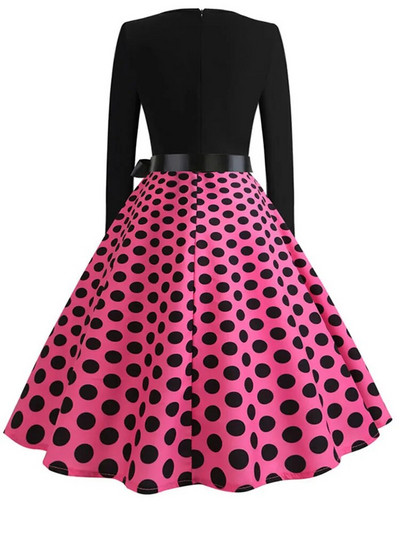 Talvised jõulukleidid Naistele 50S 60S Vintage hommikumantel Swing Pinup Elegantne peokleit pikkade varrukatega vabaaja muster