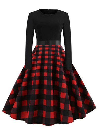 Talvised jõulukleidid Naistele 50S 60S Vintage hommikumantel Swing Pinup Elegantne peokleit pikkade varrukatega vabaaja muster