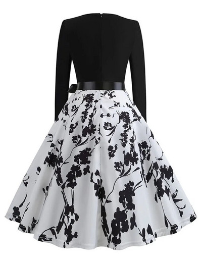 Talvised jõulukleidid Naistele 50S 60S Vintage hommikumantel Swing Pinup Elegantne peokleit pikkade varrukatega vabaaja muster