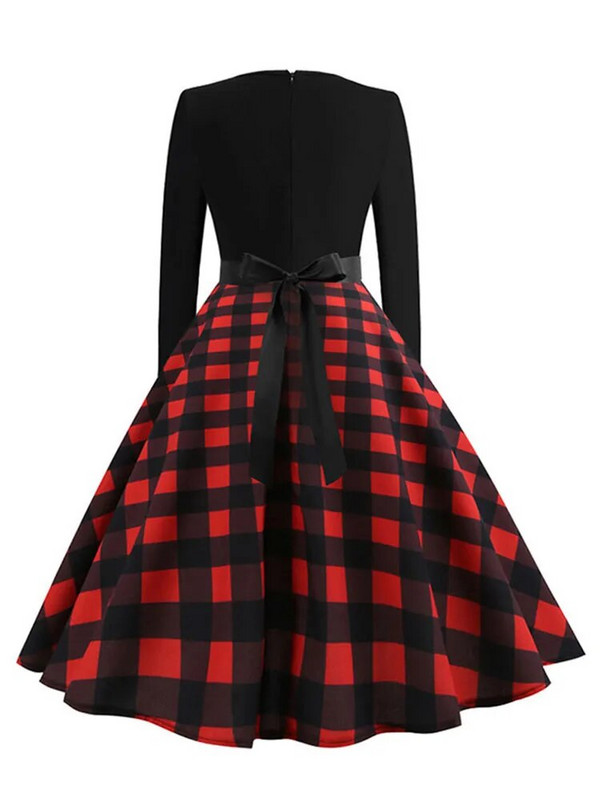 Talvised jõulukleidid Naistele 50S 60S Vintage hommikumantel Swing Pinup Elegantne peokleit pikkade varrukatega vabaaja muster