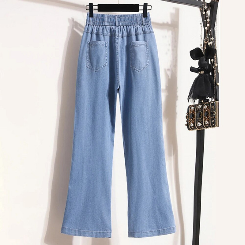 Jääsiidist õhukesed teksad, laia säärega kärbitud püksid 2023. aasta suvi, uued ülisuured naiste lahtised kõrge vöökohaga teksapüksid