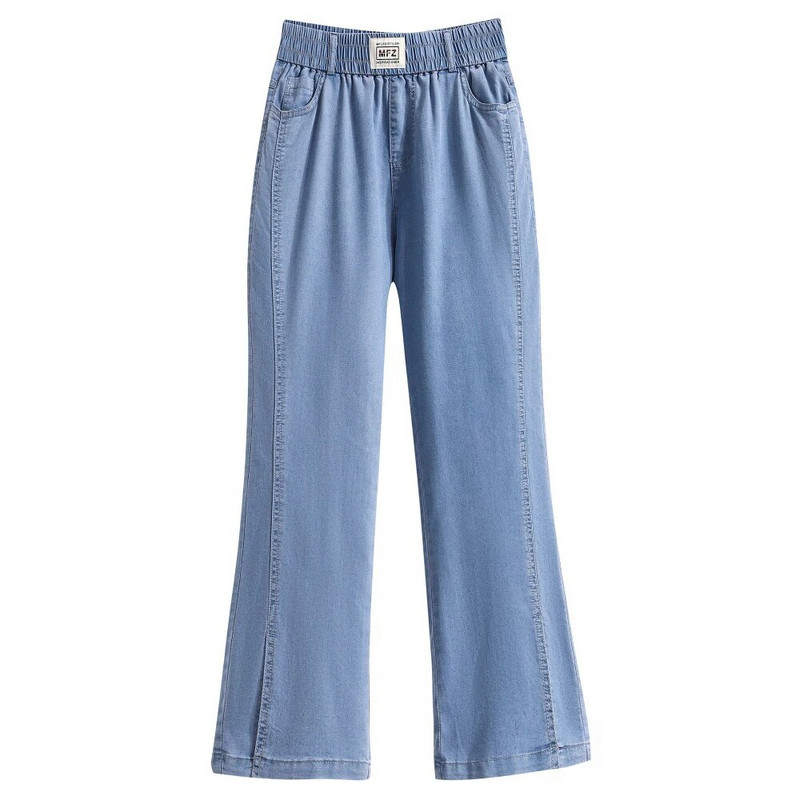 Jääsiidist õhukesed teksad, laia säärega kärbitud püksid 2023. aasta suvi, uued ülisuured naiste lahtised kõrge vöökohaga teksapüksid