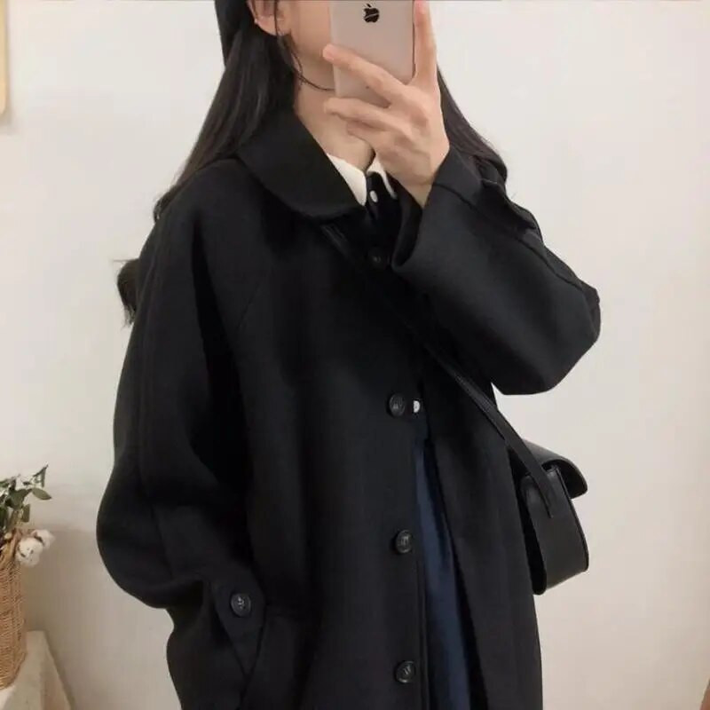 Naiste villasegud mantlid pikad elegantsed üherealised naiste vaba aja õhukesed sügisriided kvaliteetsed mantlid, must, kõik sobivad