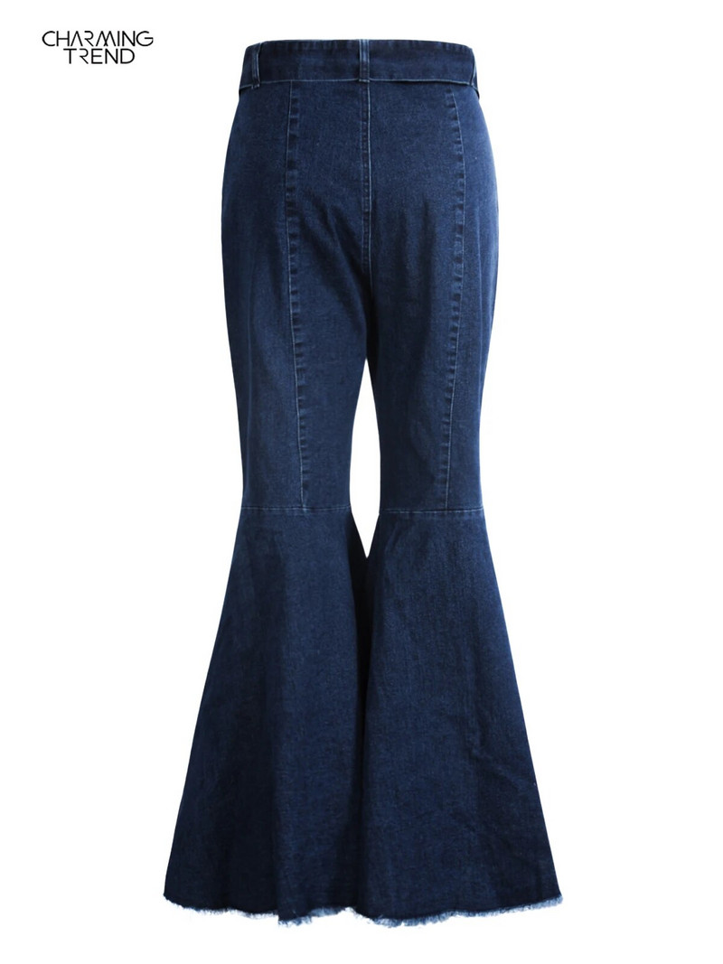 Charmingtrend 2023 Naujos mados vintažinės džinsinės platėjančios kelnės aukštu juosmeniu, moteriškos iškirptės, gatvės drabužiai vakarėliui