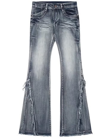 American Spicy Girl Vintage Fur Edge Slim Εφαρμογή χαμηλή μέση Micro Ragged Jeans Γυναικεία ίσια Tube Floor Towers Ins Fashion Y2K