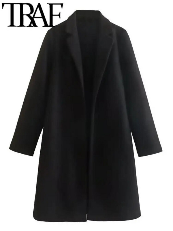 TRAF hall kevadine naiste mantlid pikkade varrukatega avara jakk Vintage pikliku joonega Trench-mantel Naiste välisriided soe Y2k Oversize