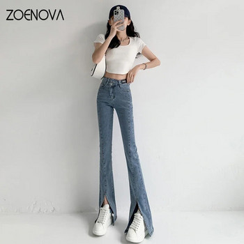 ZOENOVA Flare Jeans Γυναικείο χαμηλόμεσο παντελόνι Vintage αισθητικής τζιν παντελόνι Streetwear Mom Casual Κορεάτικη μόδα Cyber Y2k Jean