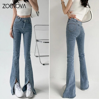 ZOENOVA Flare Jeans Γυναικείο χαμηλόμεσο παντελόνι Vintage αισθητικής τζιν παντελόνι Streetwear Mom Casual Κορεάτικη μόδα Cyber Y2k Jean