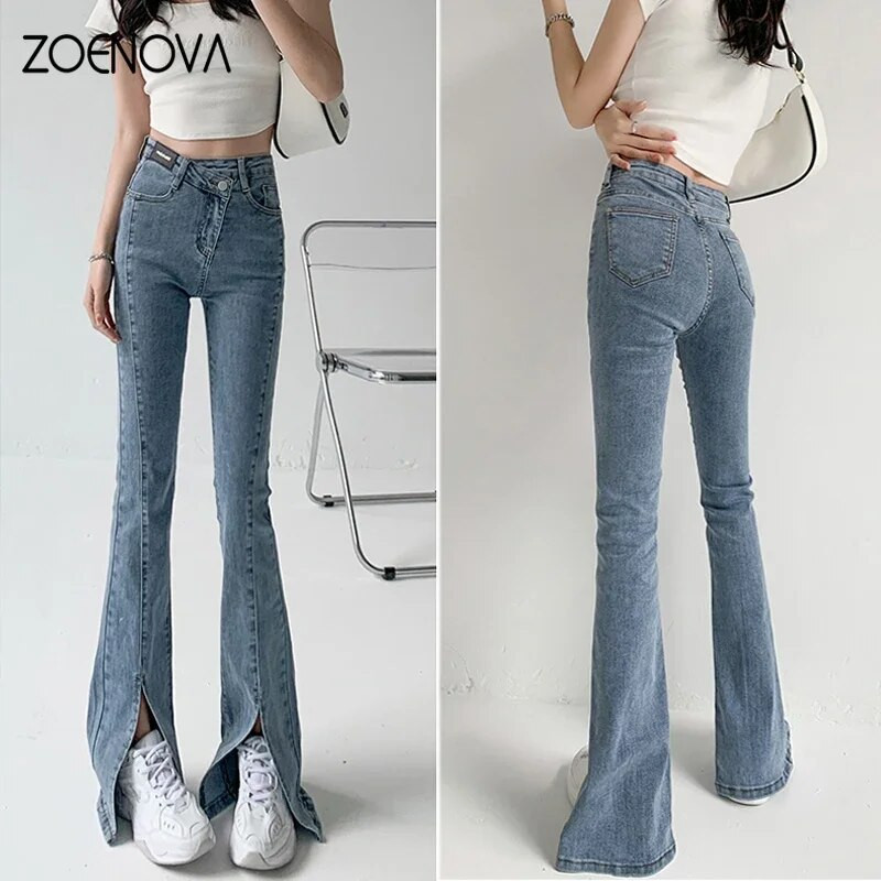 ZOENOVA Flare Jeans Naiste madala vöökohaga püksid Vintage Esteetilised Denim Püksid Tänavarõivad Mom Casual Korea Fashion Cyber Y2k Jean