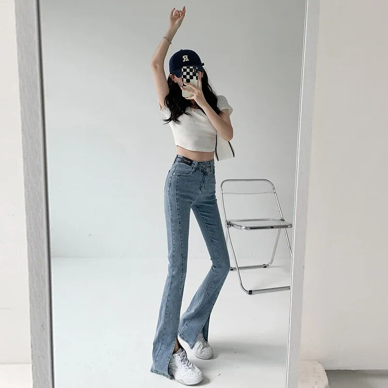 ZOENOVA Flare Jeans Naiste madala vöökohaga püksid Vintage Esteetilised Denim Püksid Tänavarõivad Mom Casual Korea Fashion Cyber Y2k Jean