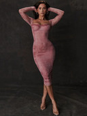 Mozision Seksi midi haljina s dugim rukavima i dugim rukavima s četvrtastim ovratnikom Ženske jesenske i zimske nove duge haljine uz kros Elegantna klupska večernja haljina