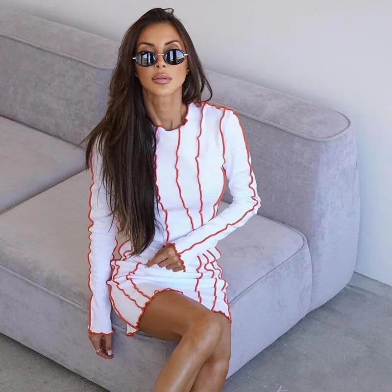 Naiste mood kevad-sügisne lapiline ümmargune kaelus pikkade varrukatega kleit kevad-sügispeo lühike/pikk kehakleit