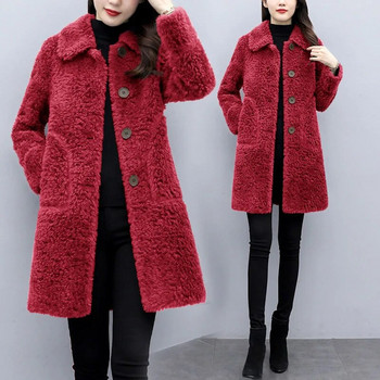 Χειμερινό παλτό από κασμίρ Γυναικεία φθινοπωρινή και χειμερινή κορεατική έκδοση του τεχνητού μάλλινου παλτό Χαλαρό ζεστό μακρύ παλτό