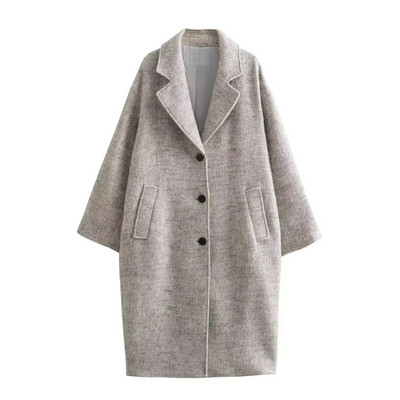 2024. aasta uus naistemoodne üherealine toimne mantel Naiste vabaaja ülisuure pikkade varrukatega mantel Elegance kontorinaiste välisrõivad