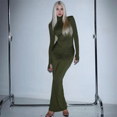 Elegantiškos solidžios, maksimalios suknelės moterims rudens žiemos ilgomis rankovėmis Bodycon Ruched suknelė 2023 m. Kalėdų klubo vakarėlio komplektai