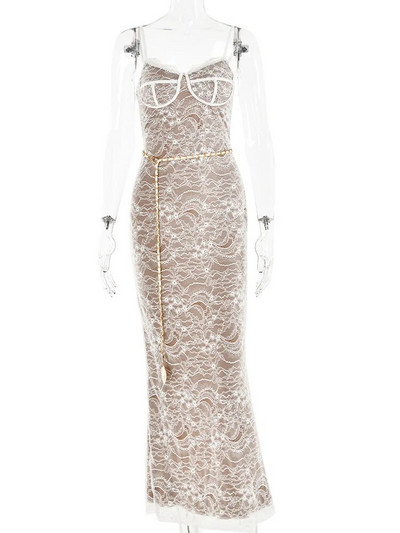 Mozision elegantne pitsprinteriga maksikleit naistele spagetirihmadeta varrukateta seljata Bodycon Clubi seksikas õhtukleit