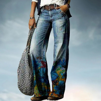 Γυναικείο φαρδύ παντελόνι Loose Jeans Y2k Fall New 3d Print Floral Pattern Casual Fashion Comfortable Street Plus Size Ρούχα