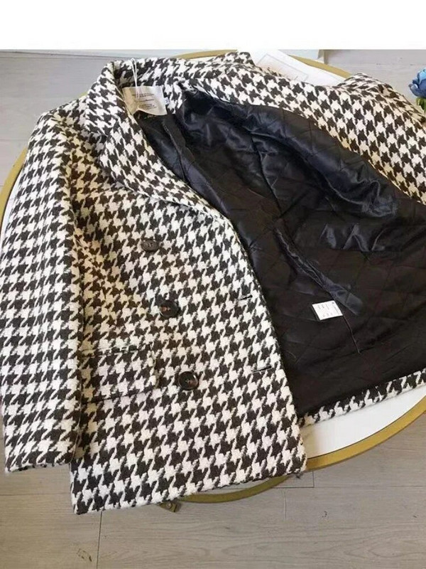 Kaput Ženska zimska jakna Jesen Zima Nova vunena jakna Zadebljani karirani kaput Kaput Blazeri Ulični zimski kaput