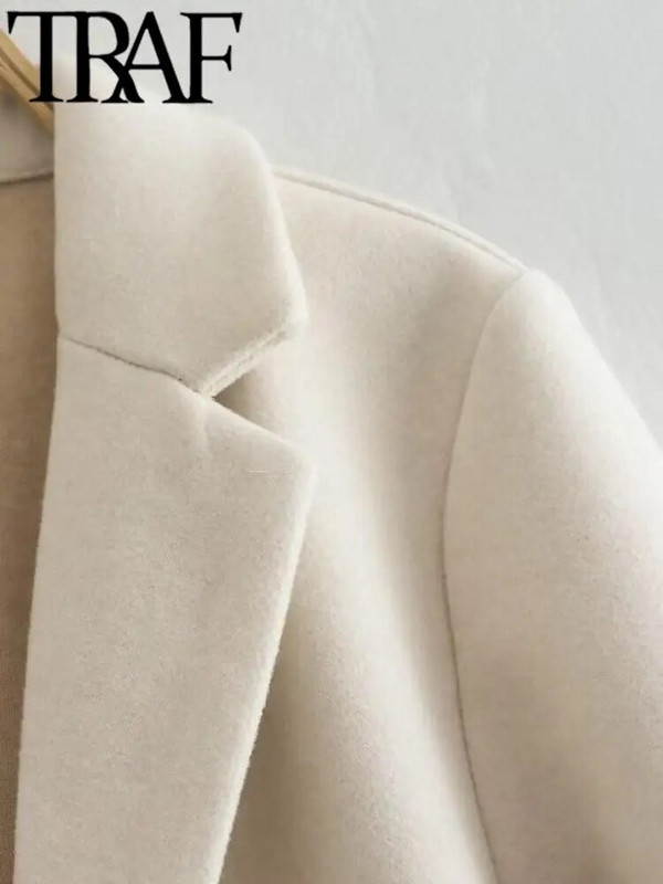 TRAF 2023 pavasario rudens moteriški paltai ilgomis rankovėmis laisva striukė Vintažinis ilgos linijos paltas moteriškas viršutinis drabužis šiltas Y2K Vestidos