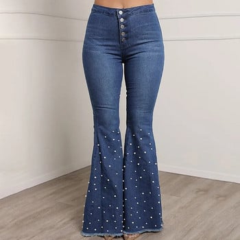 Ψηλόμεσο Ολόσωμο Λεπτό Τζιν Γυναικεία Raw Hem Flare Jeans Φθινοπωρινή μόδα Γυναικείο τζιν παντελόνι