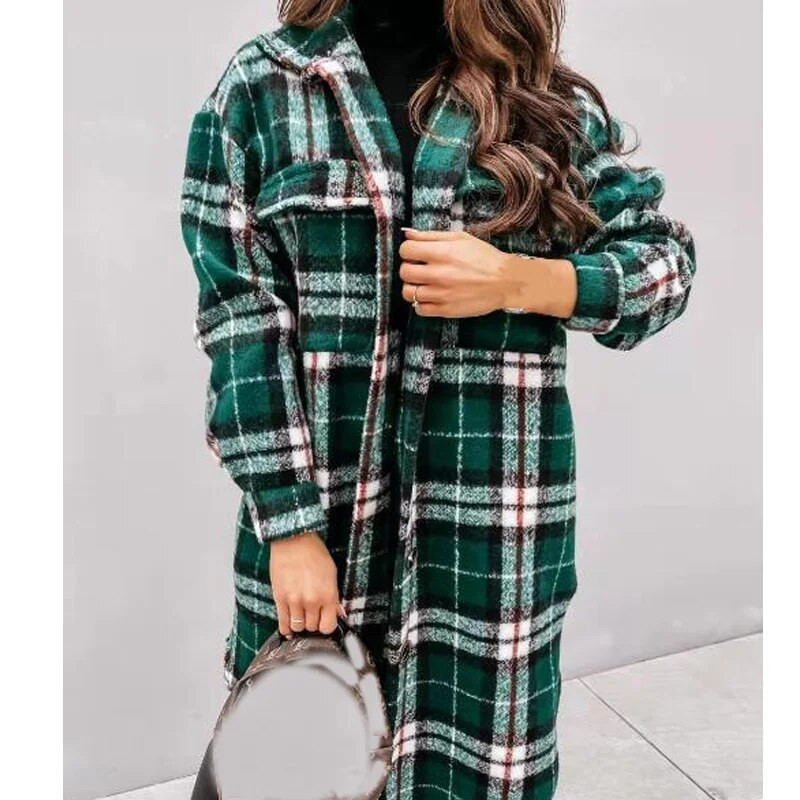 Polo kraega ruuduline kardigan temperamendiga pendeldamine villane ühe rinnaga naiste riided