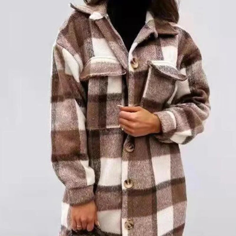 Polo kraega ruuduline kardigan temperamendiga pendeldamine villane ühe rinnaga naiste riided