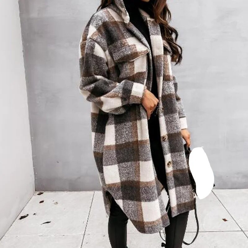 Polo kraega ruuduline kardigan temperamendiga pendeldamine villane ühe rinnaga naiste riided