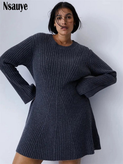Nsauye 2023 talvine kootud kampsun pikkade varrukatega, soe õhuke minikleit, moodne elegantne naiste peokleit Naiste pulloverkleidid