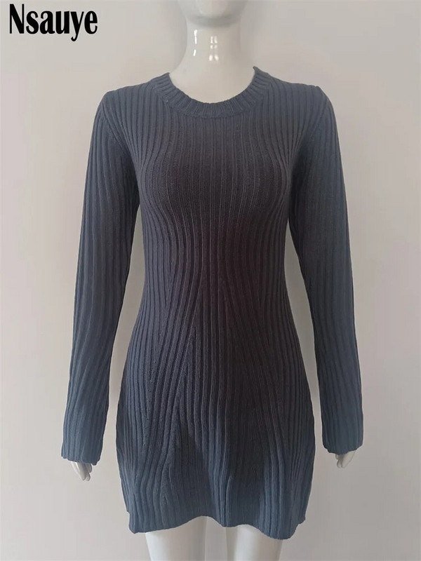 Nsauye 2023 talvine kootud kampsun pikkade varrukatega, soe õhuke minikleit, moodne elegantne naiste peokleit Naiste pulloverkleidid